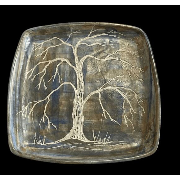 Vintage Door County WI Sister Bay Studio Pottery Tree Dish Plate Signed - Picture 1 of 5